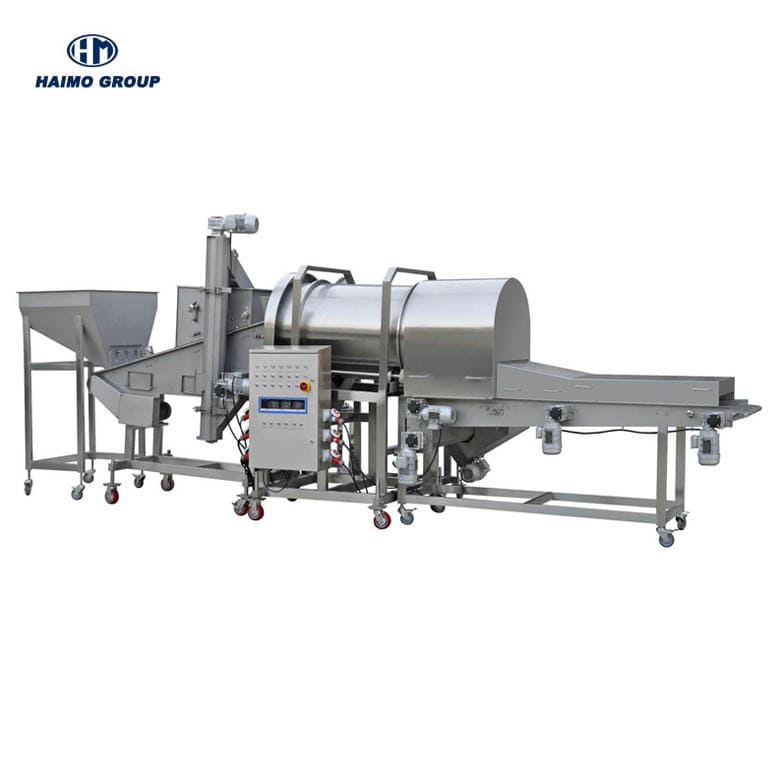 Drum Flouring Machine / Rotary Coater | Scaly Surface Applicator for Nuggets & Popcorn Chicken (